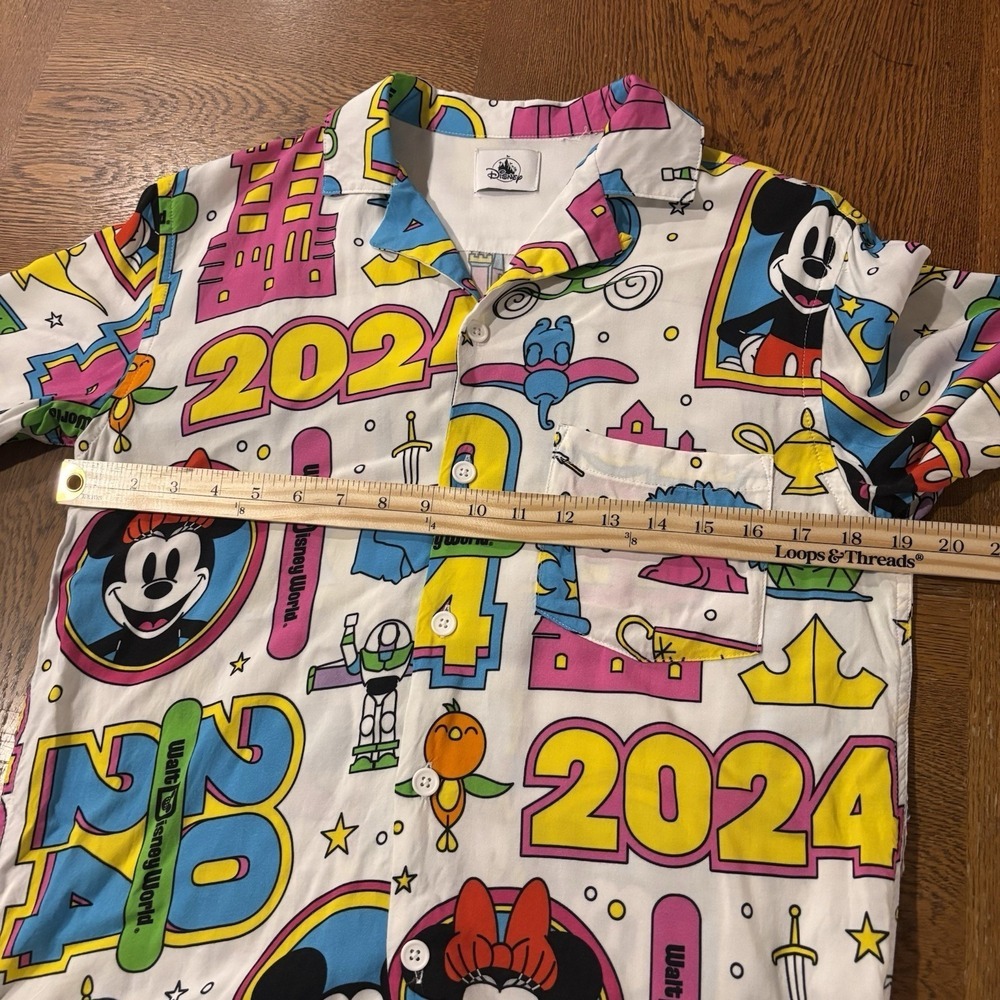 Disney World Parks Button Up Shirt Small Pixar Toy Story Mickey Minnie Castle 24 - Picture 4 of 6